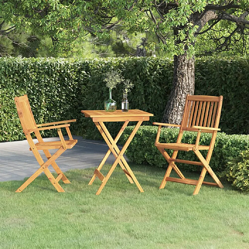 vidaXL Ensemble à manger de jardin pliable 3 pcs Bois d'acacia solide