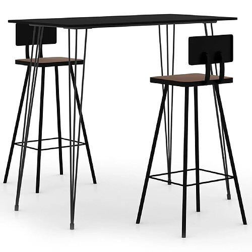 vidaXL Ensemble de bar 3 pcs Noir