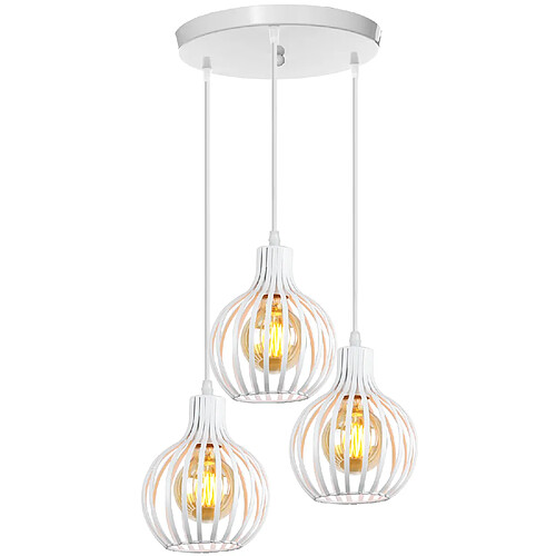 Stoex Lustre Moderne Plafonnier D'Intérieur Rétro 3 Lumières Suspension Vintage Suspension Lustre E27 Métal Blanc Pour Chambre, Salle À Manger, Bureau