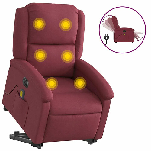 Maison Chic Fauteuil Relax pour salon, Fauteuil inclinable de massage électrique Rouge bordeaux Tissu -GKD63137