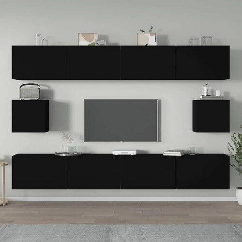 vidaXL Ensemble de meubles TV 6 pcs Noir Bois d'ingénierie