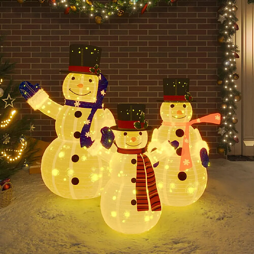 vidaXL Décoration de Noël Figurines de famille Bonhomme de neige à LED