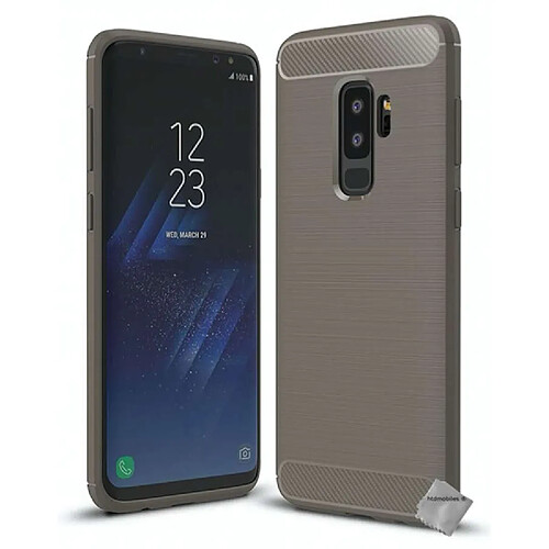 Htdmobiles Coque silicone gel carbone pour Samsung Galaxy S9+ Plus + verre trempe - GRIS