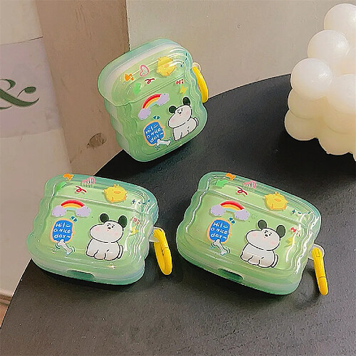 GUPBOO Airpods Coque Housse Étui Protecteur Compatible pour AirPods1/2-chien arc-en-ciel translucide de dessin animé