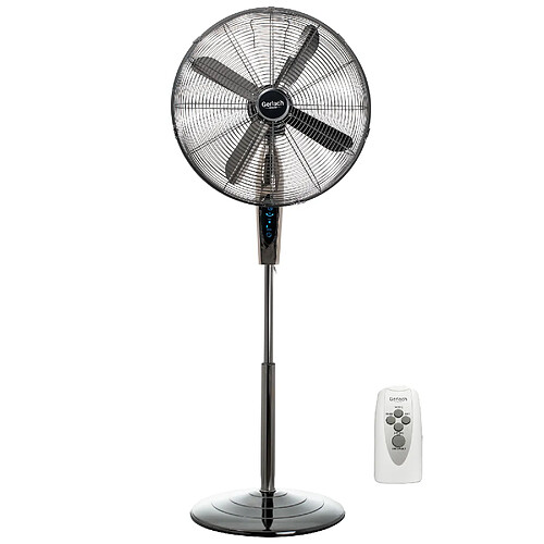 Gerlach Presse Ventilateur sur Pied, Silencieux, Ø 45cm,Télécommande, Oscillant, Minuterie 190 W Chrome Gerlach GL 7325