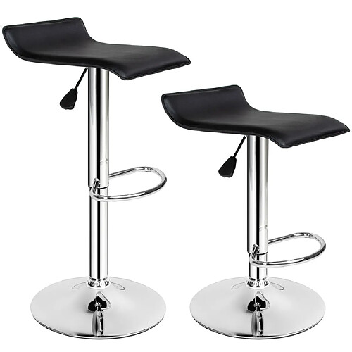 Helloshop26 Lot de 2 tabourets de bar hauteur réglable design moderne noir 1208008