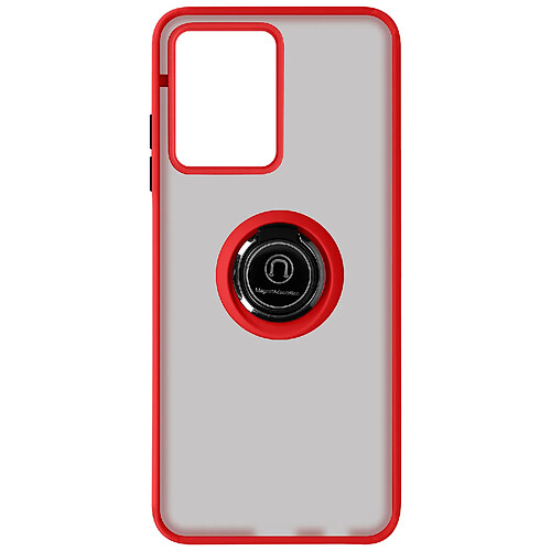 Avizar Coque pour Vivo Y16 bi-matière bague métallique support Vidéo Rouge