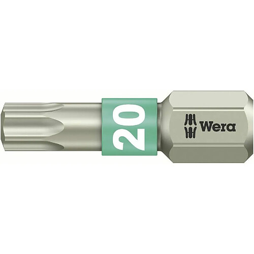 Wera TORX® Edelstahl Bits 25 mm 05 071034 001 T 20 6,3 mm (1/4``) Sechskant DIN 3126-C 6,3, ISO (05 071034 001)