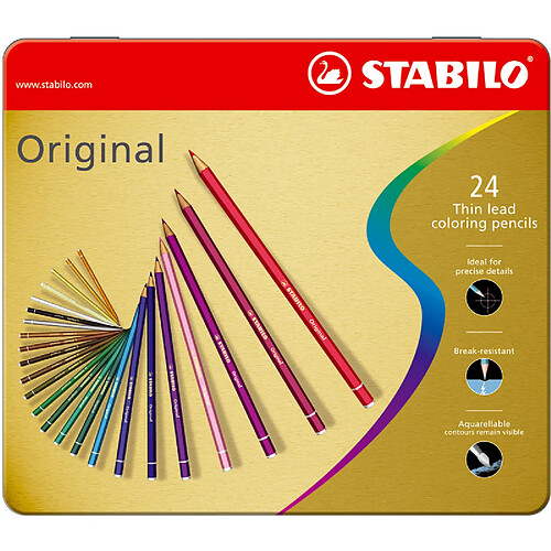 STABILO Crayon de couleur Original, étui métallique de 24 ()