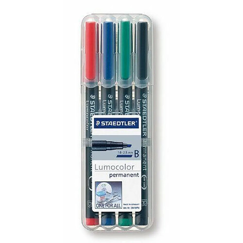 Staedtler 314 WP4 Etui de 4 Feutres Pointe Biseautée 1 à 2,5 mm