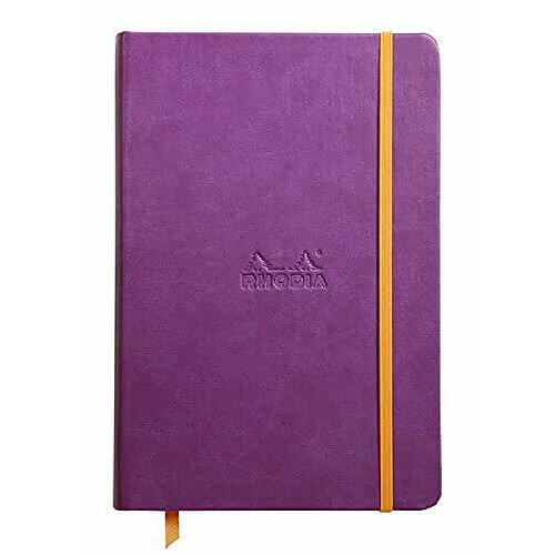 RHODIA 118750C - Carnet Rigide Violet - A5 - Ligne - 192 pages - Papier Clairefontaine Ivoire 90 g/m - Marque-Page, Fermeture Elastique - Couverture Simili Cuir - Collection Rhodiarama