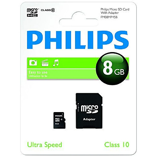 Philips FM08MP45B/10 Carte mémoire Micro SD Classe 10 8 Go