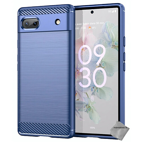 Htdmobiles Coque pour Google Pixel 6a 5G - housse etui silicone gel carbone + film ecran - BLEU FONCE