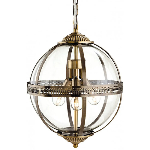 Luminaire Center Suspension 3 ampoules Mayfair, Laiton antique