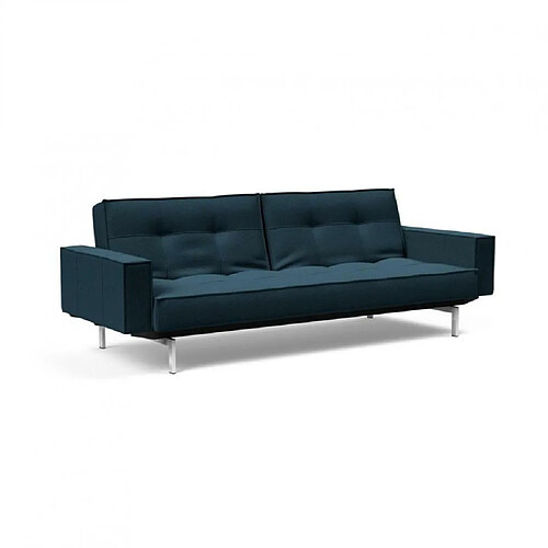 Inside 75 INNOVATION LIVING Canapé SPLITBACK pieds chromé avec accoudoirs convertible lit 115*210 cm tissu Argus Navy Blue