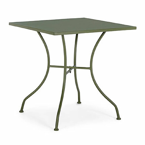 Mes Table de jardin 70x71 cm en métal vert foncé - BELIKA