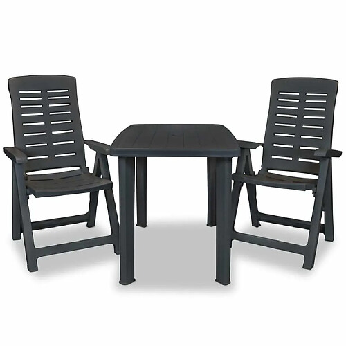 Maison Chic Mobilier de bistro et chaises de jardin 3 pcs Plastique Anthracite -GKD958584