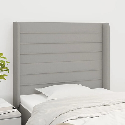 vidaXL Tête de lit avec oreilles Gris clair 83x16x118/128 cm Tissu