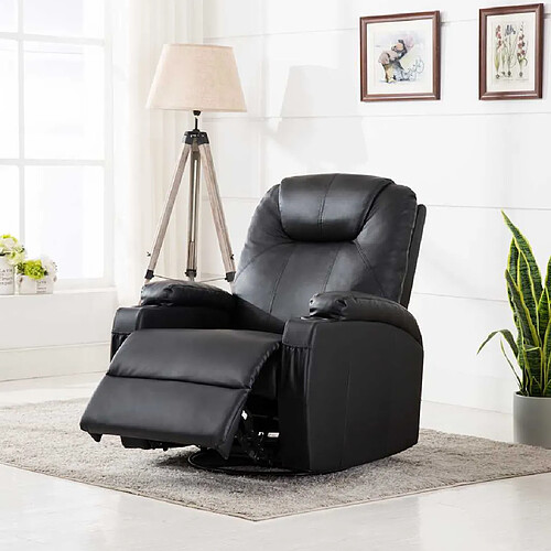 vidaXL Fauteuil à bascule de massage Noir Similicuir