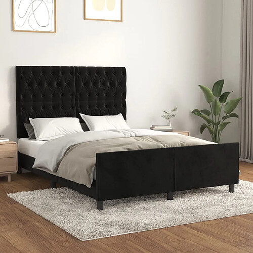 Maison Chic Lit adulte - Cadre Structure de lit avec tête de lit Contemporain Noir 140x200 cm Velours -MN78111