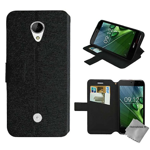 Htdmobiles Housse etui portefeuille pour Acer Liquid Zest 3G Z525 + verre trempe - NOIR