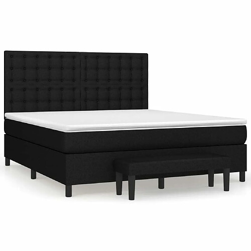 Maison Chic Lit adulte- Lit + matelas,Sommier à lattes de lit avec matelas Noir 180x200 cm Tissu -GKD95999