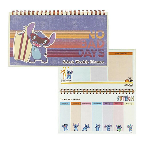 Planificateur hebdomadaire Disney Stitch Papier (35 x 16,7 x 1 cm)