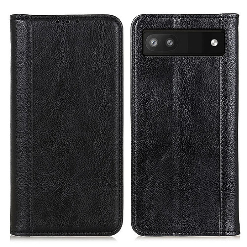 Etui en PU texture litchi, auto-absorption magnétique avec support, noir pour votre Google Pixel 6a