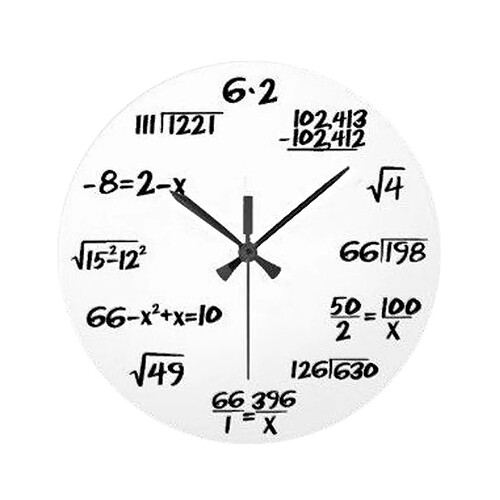 Totalcadeau Horloge murale avec équations mathématiques Pendule blanc