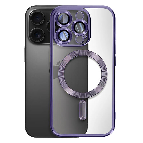 Avizar Coque MagSafe pour iPhone 16 Pro Max Silicone Contour Chromé Violet