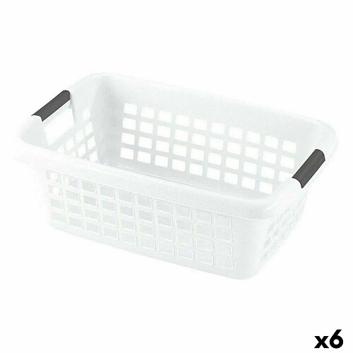 BigBuy Home Panier à linge Avec des poignées Blanc 70 L (6 Unités)