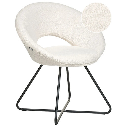 Beliani Chaise de salle à manger RACHEL Bouclé Blanc