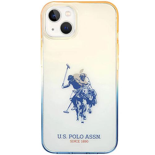 Us Polo U.S Polo Coque pour iPhone 14 Double Horse Antichoc Bords Surélevés Bleu Nuit