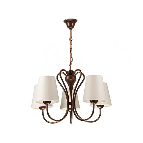 Lumière Suspension Fabrizio Acier,tissu Marron 5 ampoules 75cm