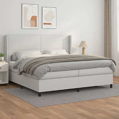 Maison Chic Lit Adulte - Lit simple Lit à sommier tapissier avec matelas moelleux - Meuble de Chambre Blanc 200x200cm Similicuir -MN64840