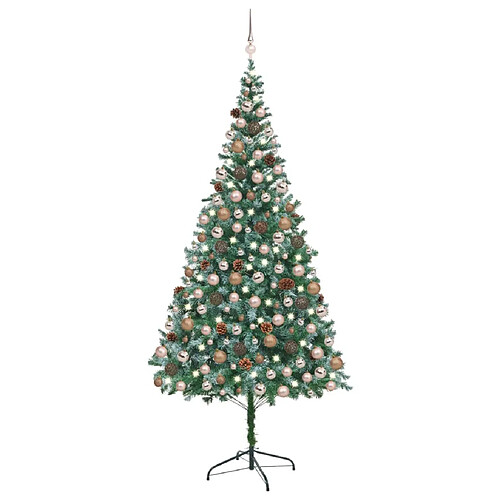 vidaXL Arbre de Noël artificiel pré-éclairé/boules pommes de pin 210cm