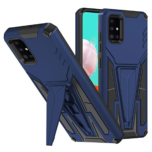 Coque en TPU antichoc, flexible avec béquille bleu foncé pour votre Samsung Galaxy A71 4G SM-A715