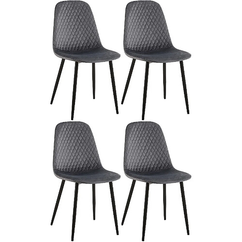 Non Lot de 4 chaises Giverny velours