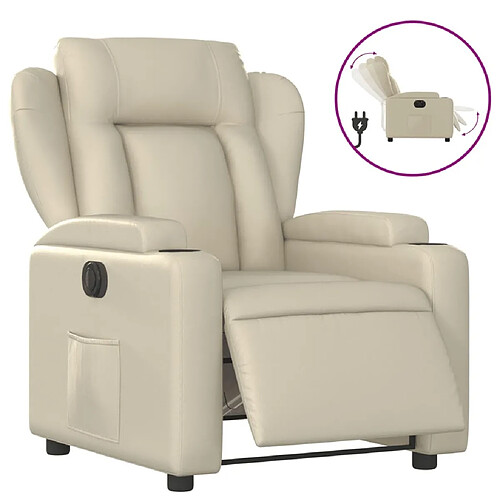 Maison Chic Fauteuil Relax pour salon, Fauteuil inclinable électrique Crème Similicuir -GKD74898