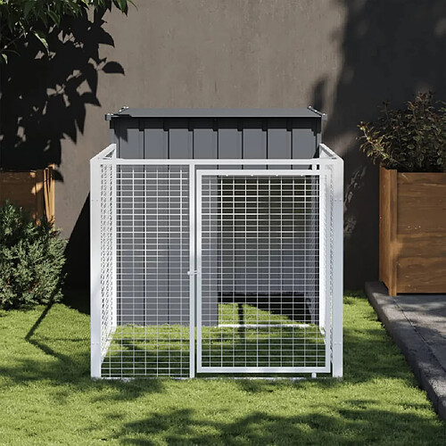 vidaXL Niche pour chien avec cour anthracite 110x201x110 cm