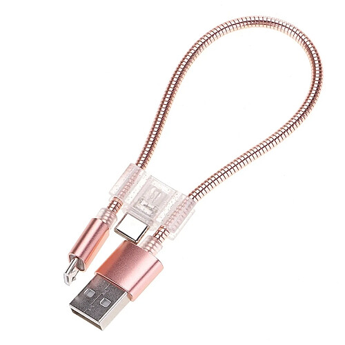 Wewoo Câble or rose pour Galaxy, Huawei, Xiaomi, LG, HTC et autres smartphone, Dispositifs rechargeables de chargement de données flexible 24 cm 2A Micro USB + USB-C / Type-C vers USB,