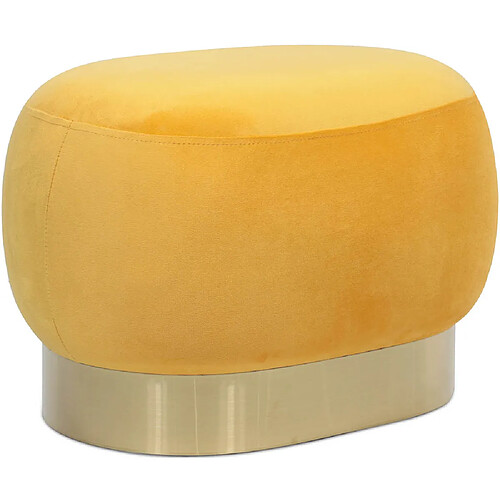 ICONIK INTERIOR Pouf - Velours et métal - Luxe Jaune