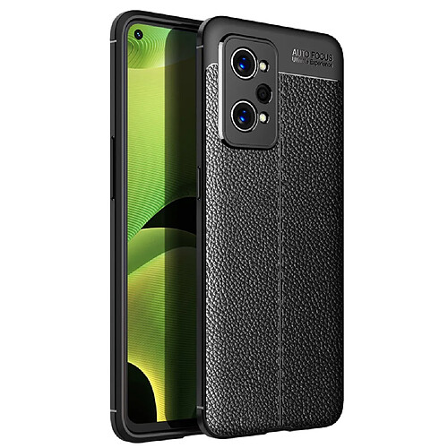 Coque en TPU texture litchi, flexible, noir pour votre Realme GT Neo2