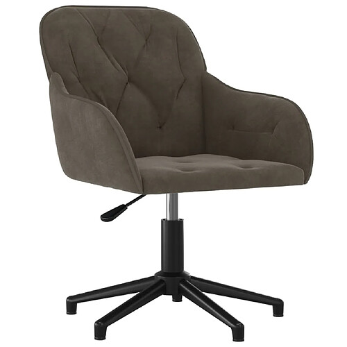 Helloshop26 Chaise fauteuil siège pivotante de bureau informatique étude foncé velours gris 02_0024130