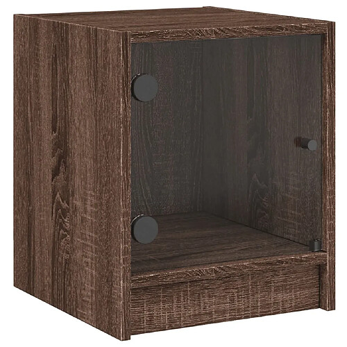 Maison Chic Table de chevet | Table de nuit avec porte en verre chêne marron 35x37x42 cm -GKD92627