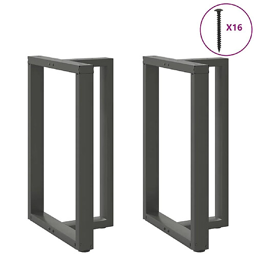 vidaXL Pieds de table de bar forme de T 2 pcs anthracite acier