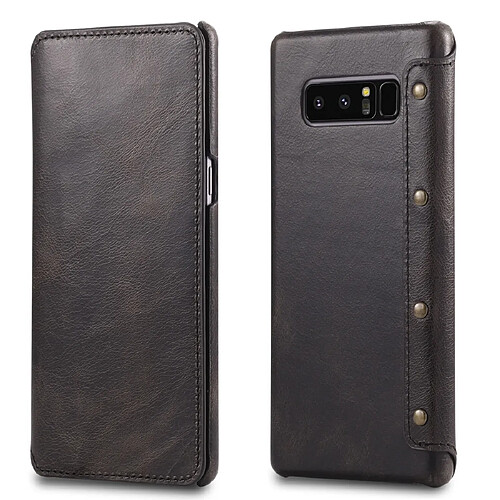 Wewoo Housse Coque Pour Galaxy Note 8 Denior Oil Wax Cuir de vachette Étui en à rabat horizontal simple avec fentes cartes et portefeuille noir