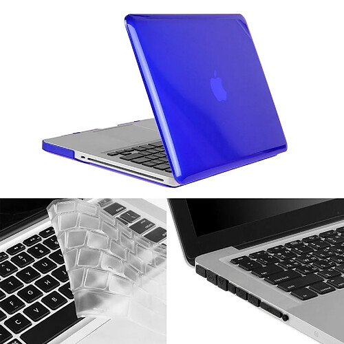 Wewoo Housse Étui bleu foncé pour Macbook Pro 13,3 pouces Chapeau-Prince 3 en 1 Crystal Hard Shell de protection en plastique avec clavier de et prise de poussière Port