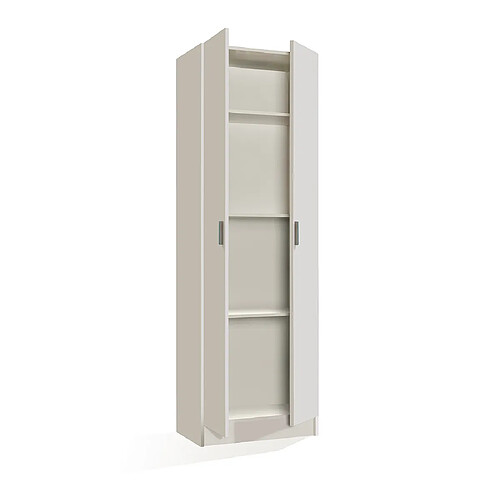 MIRAKEMUEBLE Use Armoire 2 portes - Blanc Blanc