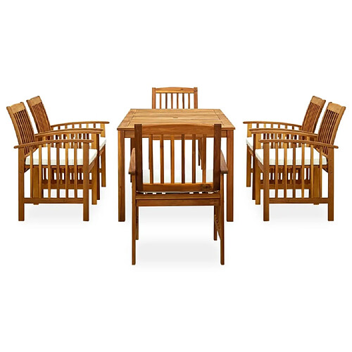 Maison Chic Mobilier à dîner 7 pcs de jardin avec coussins - Ensemble table et chaises d'extérieur - Salon/Mobilier de jardin classique Acacia solide -MN23331